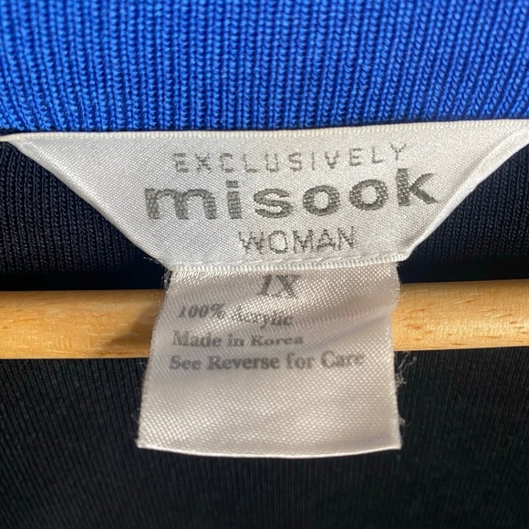 Misook Black Blue Trim Open Front Cardigan Sweater Womens Plus Size 1X - Picture 6 of 8